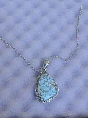Sterling Silver authentic Turquoise Teardrop Charm Pendant- Blue